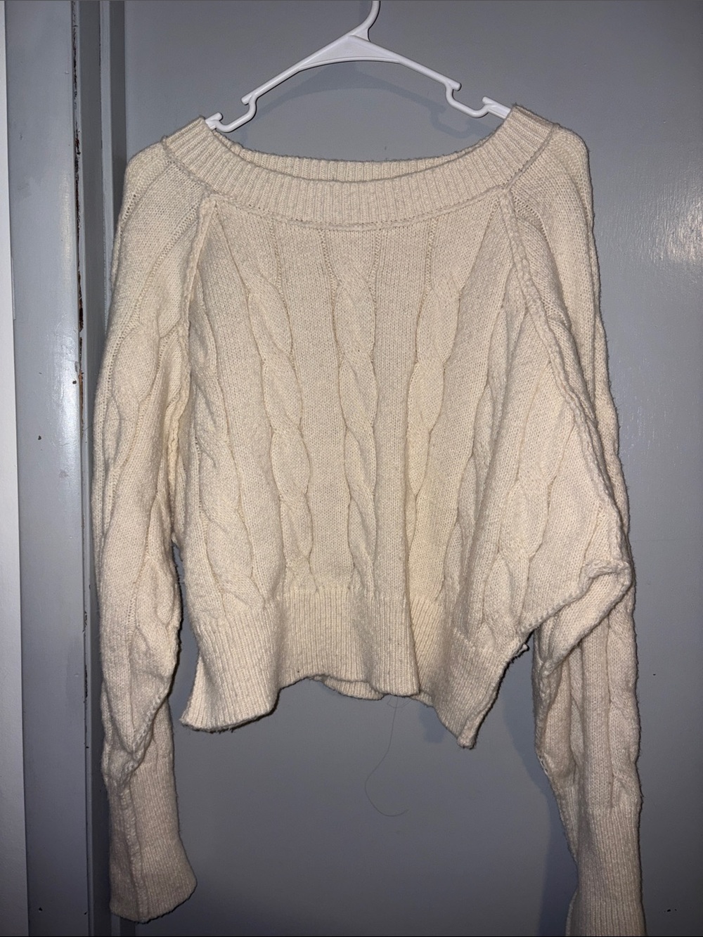Fashion Nova Cream Cable Knit Scoop Neck Sweater